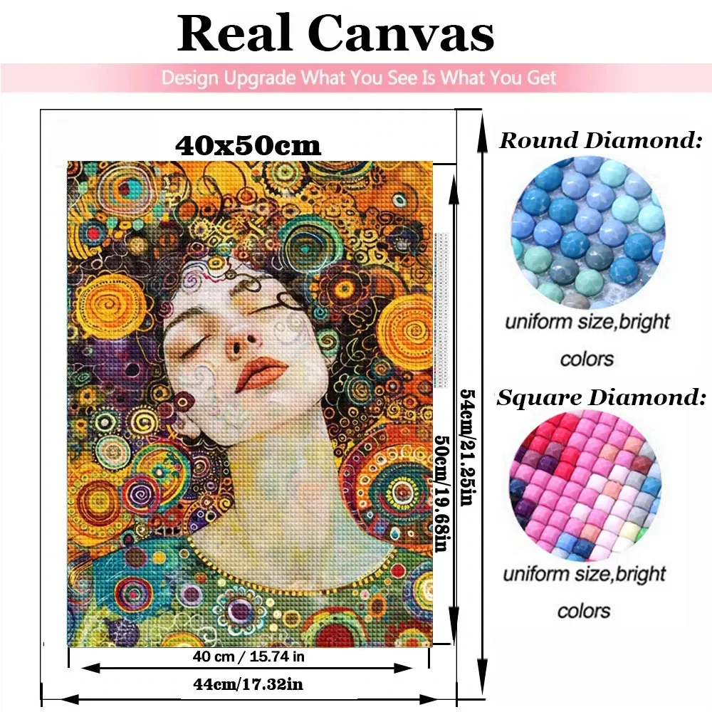 Gustav Klimt Woman 5d Diamond Painting Diy Full Square Round Diamond Mosaic Embroidery Famous Vintage Lady Jewelry Cross Stitch