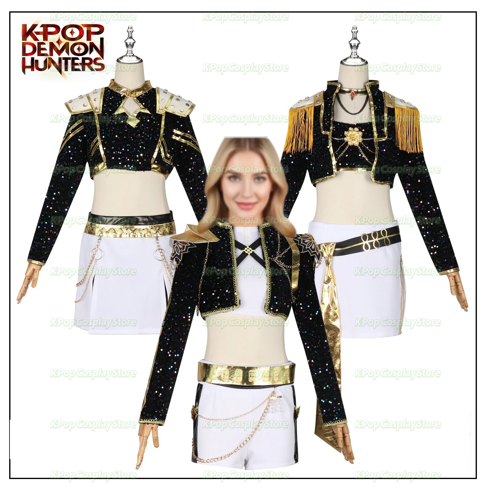 

KPop Black Golden Rumi Zoey Mira Cosplay Demon Hunters Cosplay Costume Wig Women Kids Girls Halloween Role Play Costume