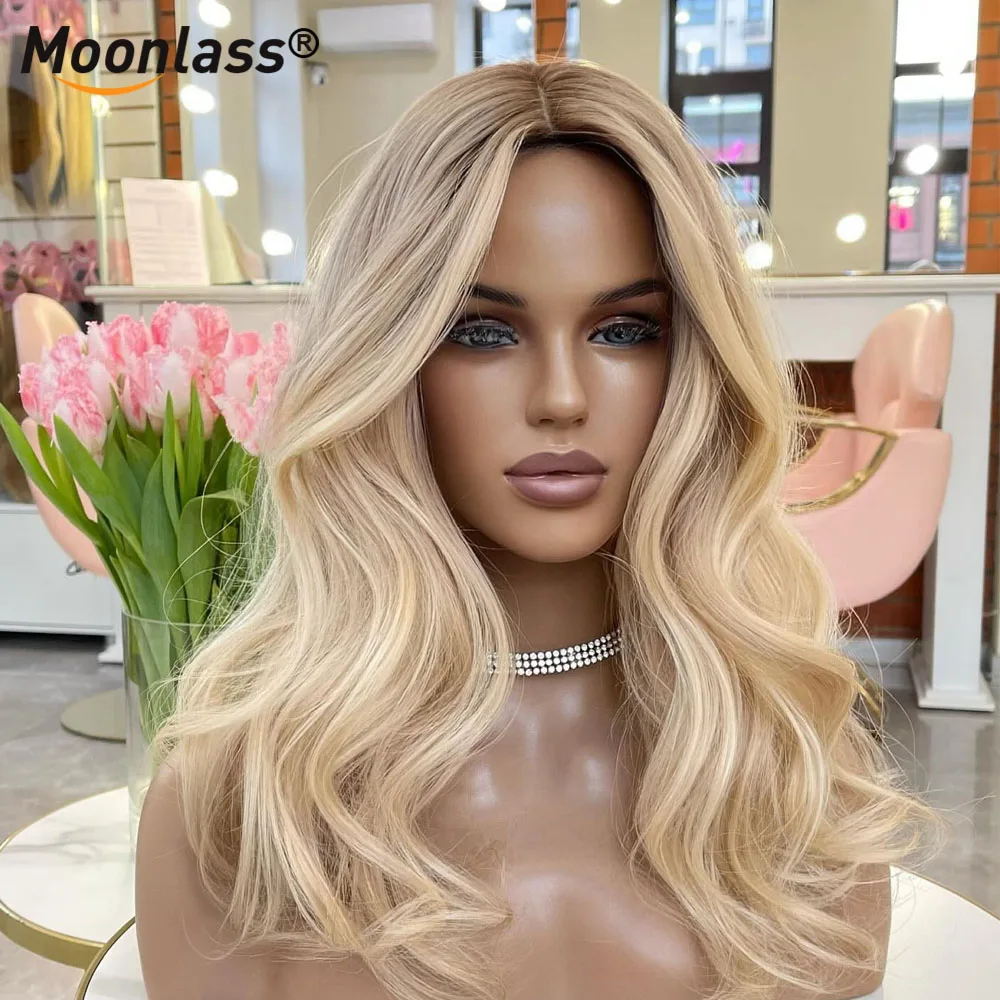 Cream Blonde Body Wave 100% Human Hair Ombre Honey Blonde 13x6 Transparent Lace Front Wigs 200% Density Preplucked Remy Hair Wig