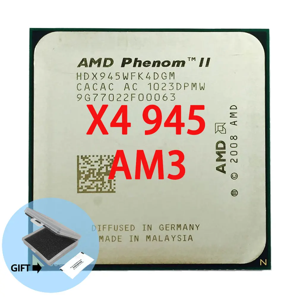 

AMD Phenom II X4 945 95W 3.0GHz Quad-Core CPU Processor HDX945WFK4DGM /HDX945WFK4DGI Socket AM3