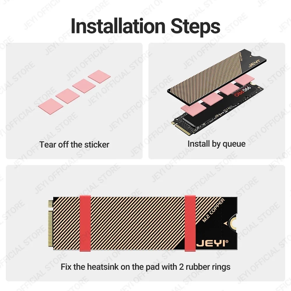 JEYI M.2 Copper SSD Heatsink with Graphene Layer, M2 NVMe NGFF 2280 Drive Cooler Solid State Drive Radiator for Laptop PC PS5