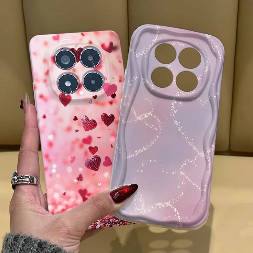 

Red Heart Glitter Confetti For Xiaomi Redmi Note 15 14 13 12 11 10 8 Pro Plus Feilin Phone Case Wave Oil Phone Case Cover