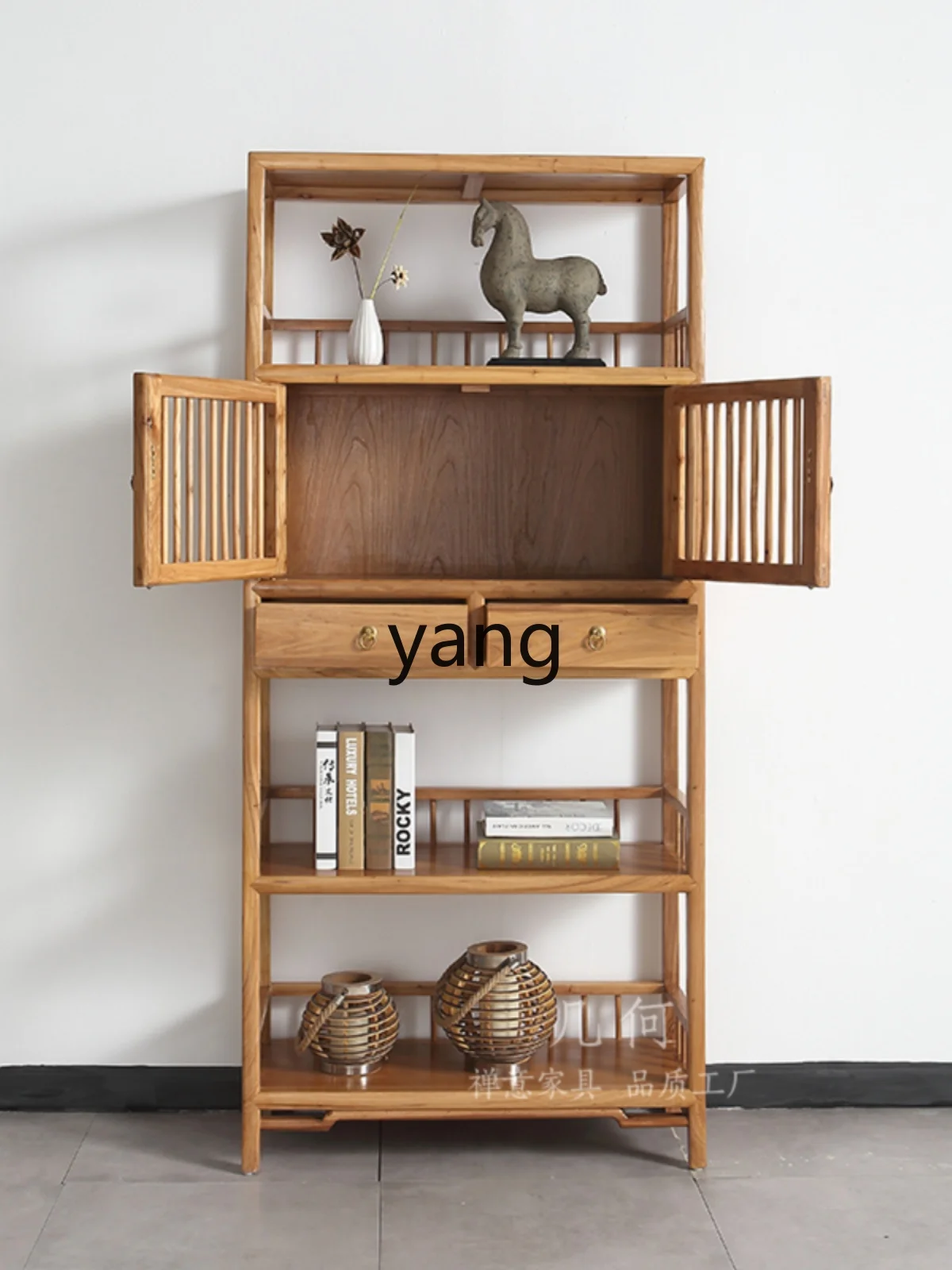 

LTT New Chinese Zen Bookshelf Solid Wood Display Bogu Shelf