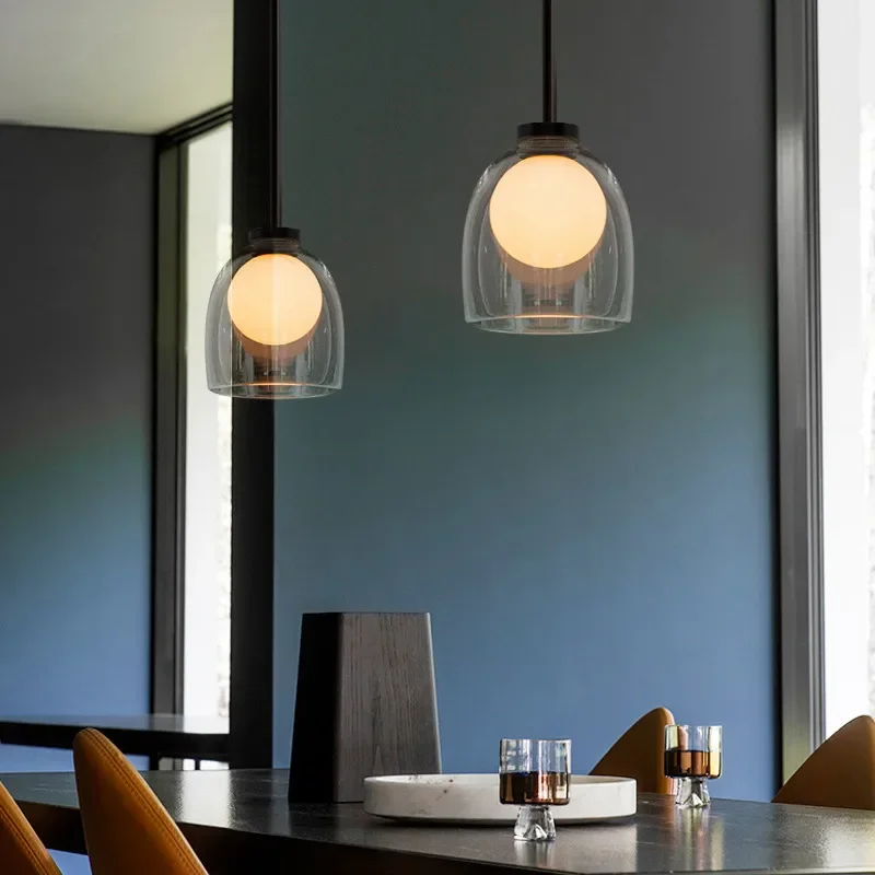 

Nordic Bedside Pendant Chandelier Restaurant Bar Postmodern Lighting Cafe Glass Lampshade Chandelier Art Room Decor Lamps Lights