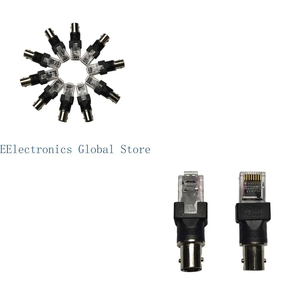 462B BNC Female to RJ45 Male Coaxial Coax Barrels Coupler Adapter Connectors for Electrical Line Testing Equipment