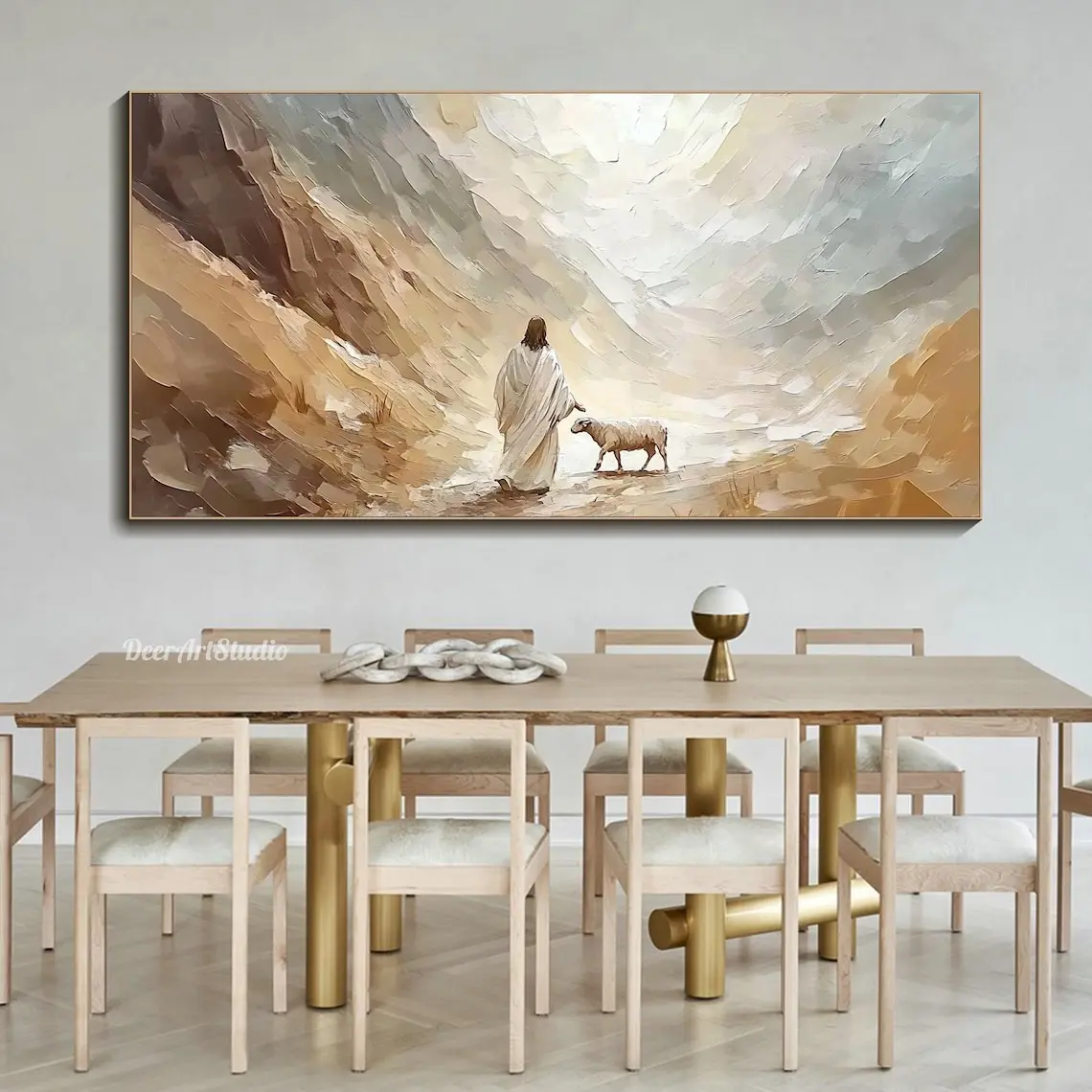 1pc Frameless Canvas Painting 3D Textured Canvas Painting Wall Art Inspirational Pastel Jesus in Nature Christian Faith Wall Dec