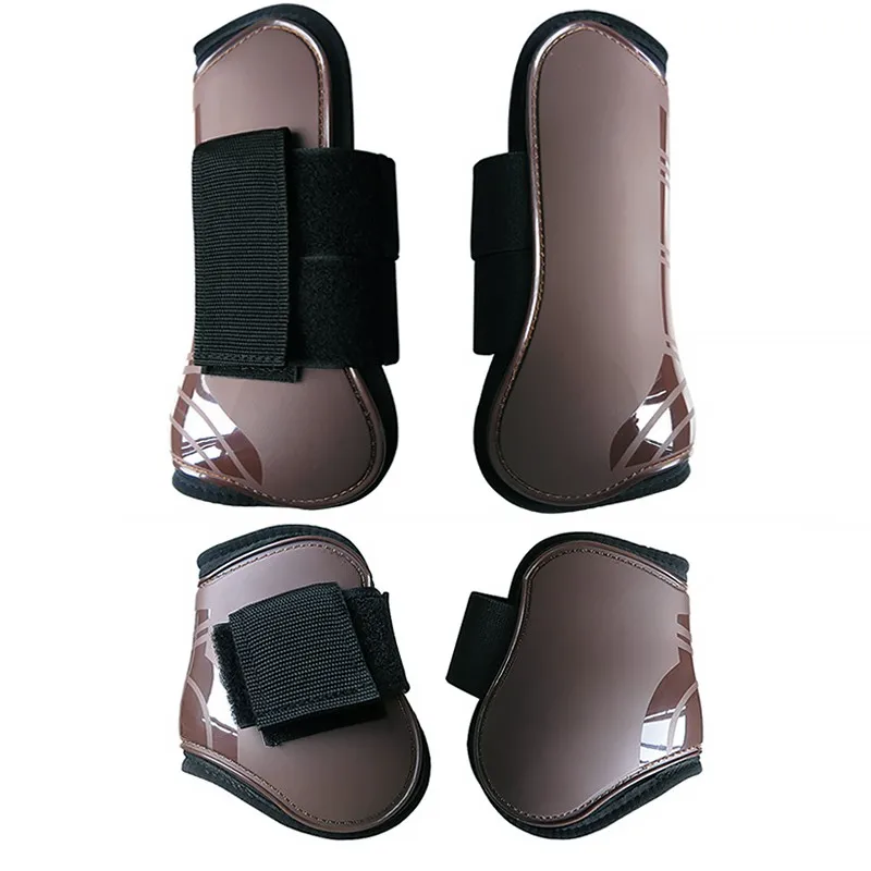 PU Shell Jumping Horse Leg Guards, Espessamento Elástico, Almofada Interna, Gancho e Loop Fastener, Leggings