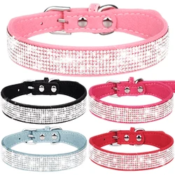 Personalized Rhinestones Dog Collar  PU Leather for Small Dog Puppy Chihuahua Pink Pet Strap Necklace Pet Accessories