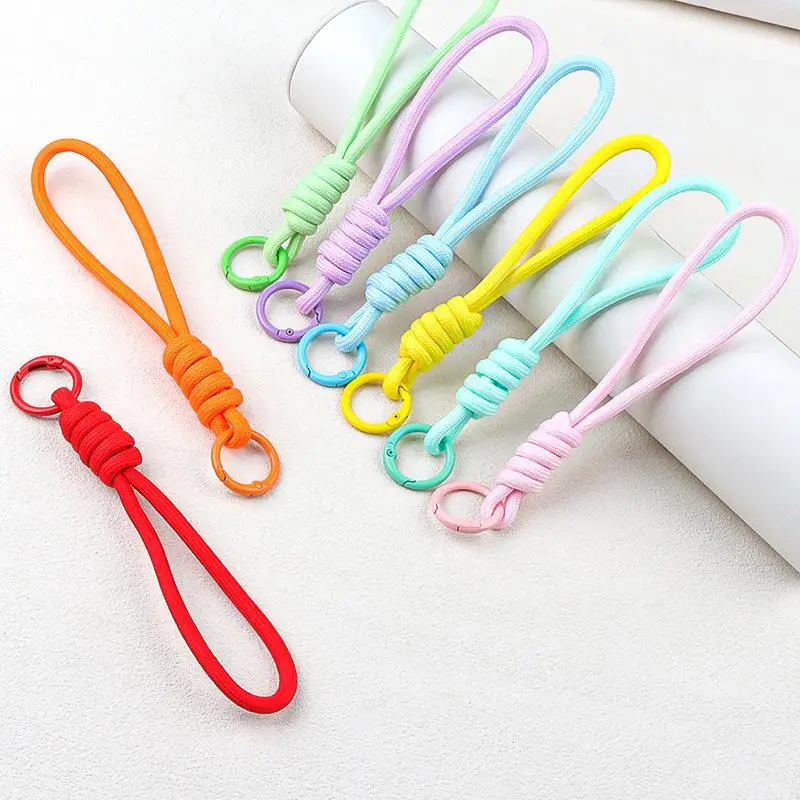 5pcs/lot Colorful Braided Keychain Mobile Phone Lanyard Anti Lost Knot Rope Strap Key Ring Men Women Car Key Holder Accessories