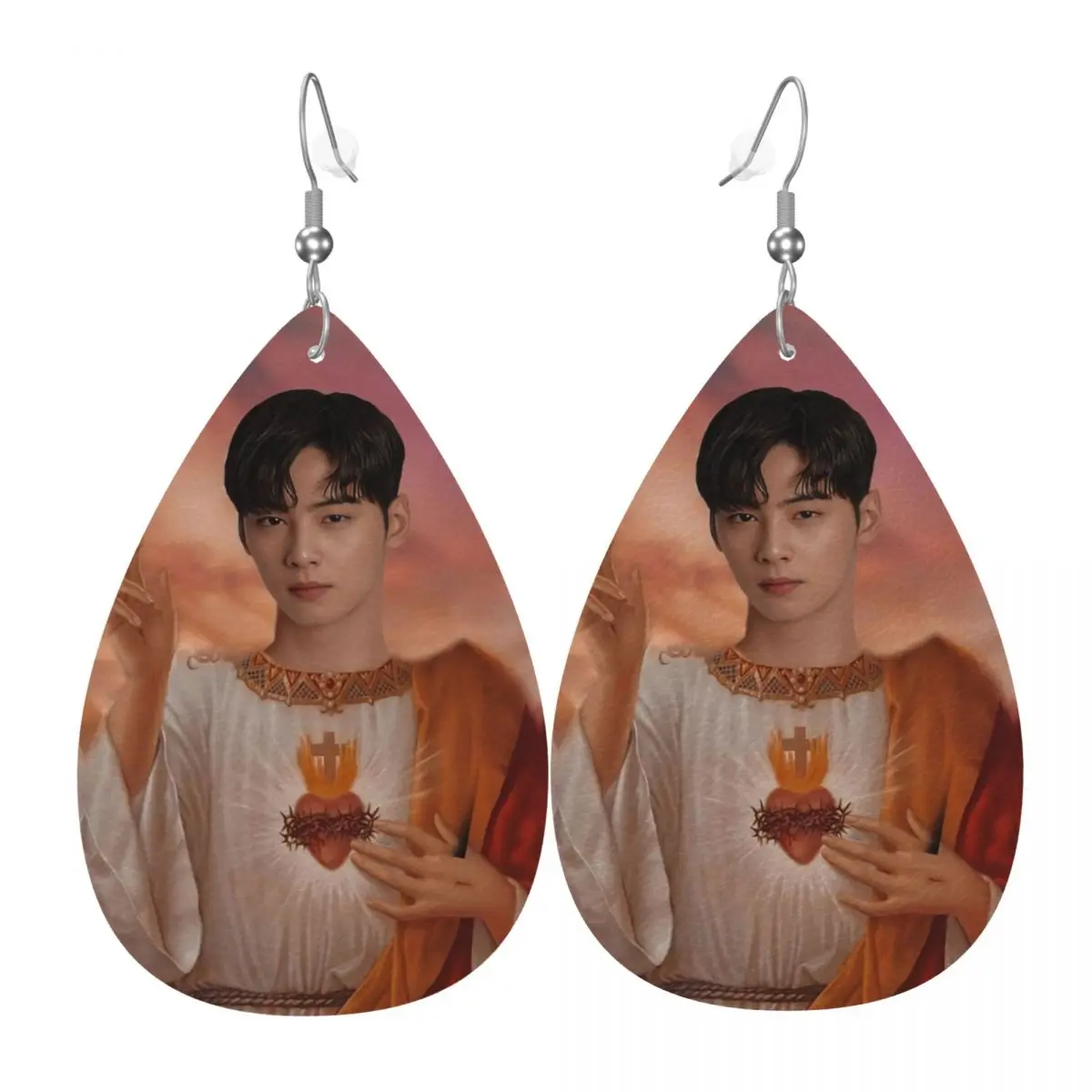 Custom Cha-A Singer Eun Woos Leather Earrings for Women Kpop Star Dangle Earrings Jewelry Accessories