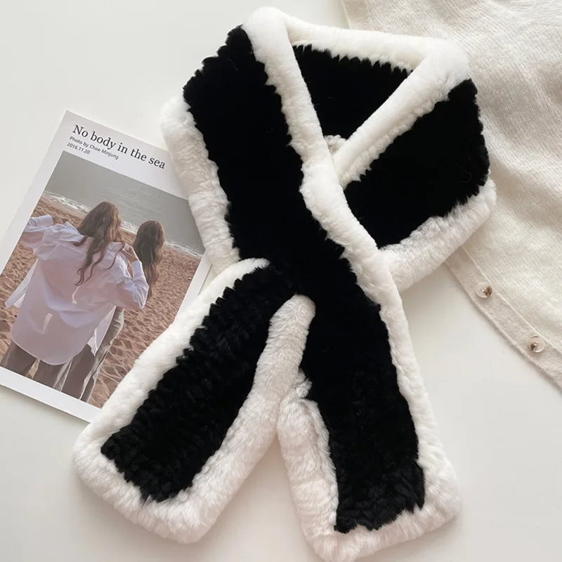 

Rex Rabbit Fur Scarf For Women Winter Fur Scarf Knitted Rex Rabbit Fur Ring Scarves Neck Warmer Female Scarf Natural Fur Scarf