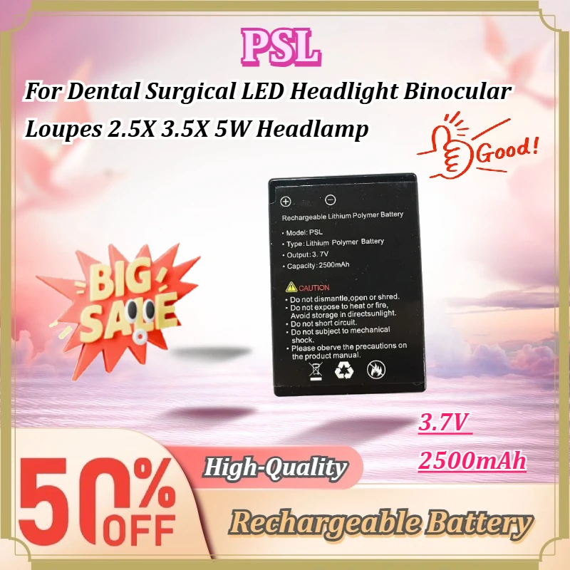 For Dental Surgical LED Headlight Binocular Loupes 2.5X 3.5X 5W Headlamp PSL 3.7V 2500mAh Rechargeable Li‑polymer Battery