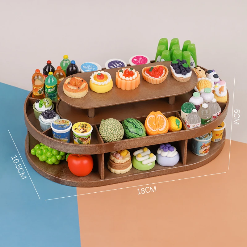 Miniature Dollhouse Dessert Stand - Beverage Fruit Display Rack Supermarket Model Decor Toy for 1:12 Scale Dollhouses