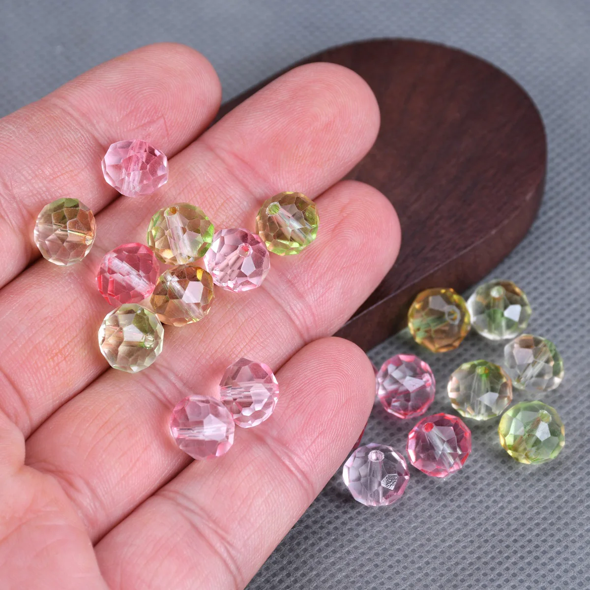 20 piezas de cuentas espaciadoras sueltas de cristal con forma facetada Rondelle de 10mm de colores, lote para fabricación de joyería, accesorios para manualidades DIY