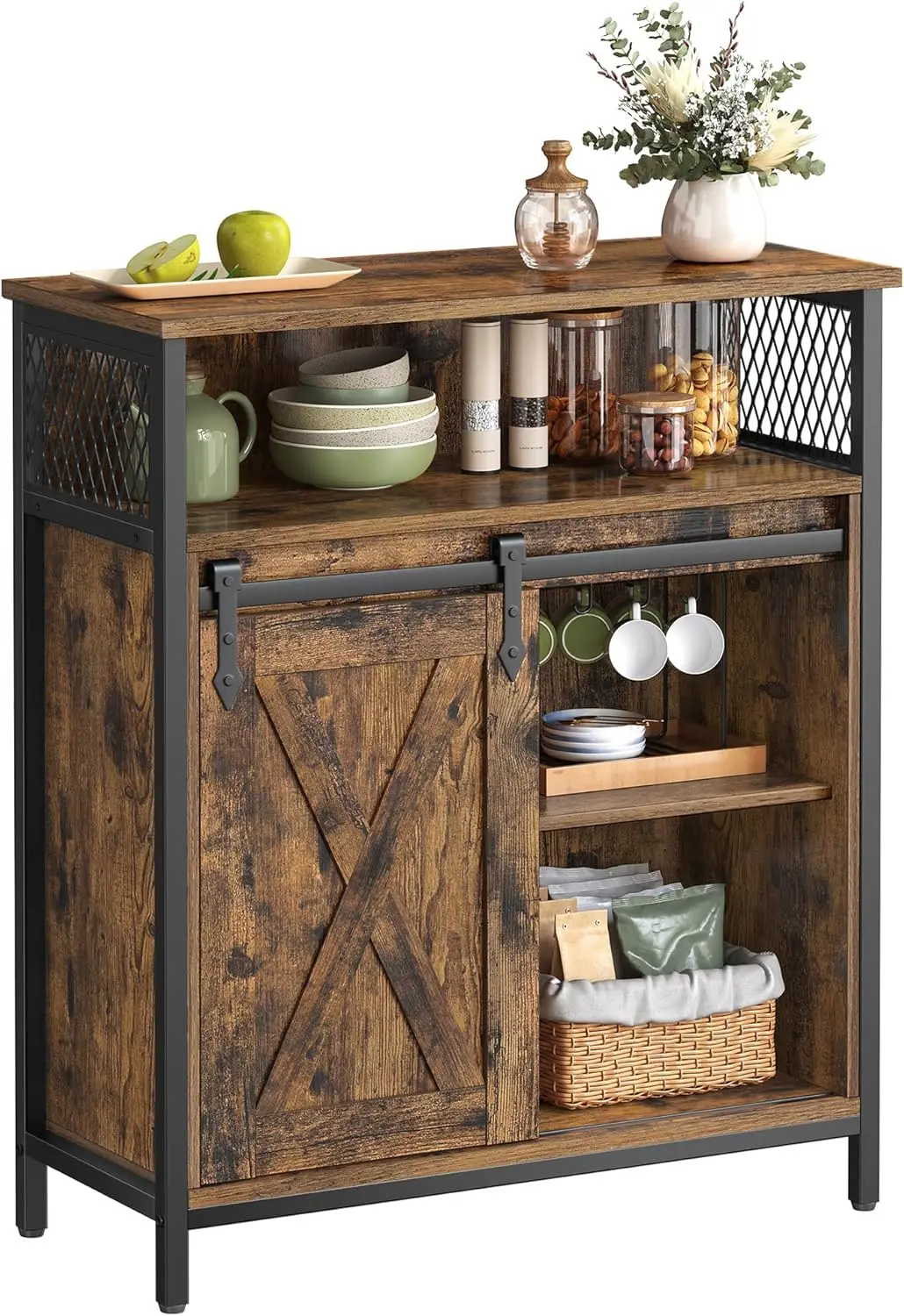 Aparador, Mueble de Cocina, Mueble de Almacenamiento, con Puerta Corredera, 30 x 70 x 80 cm, Estantes Ajustables