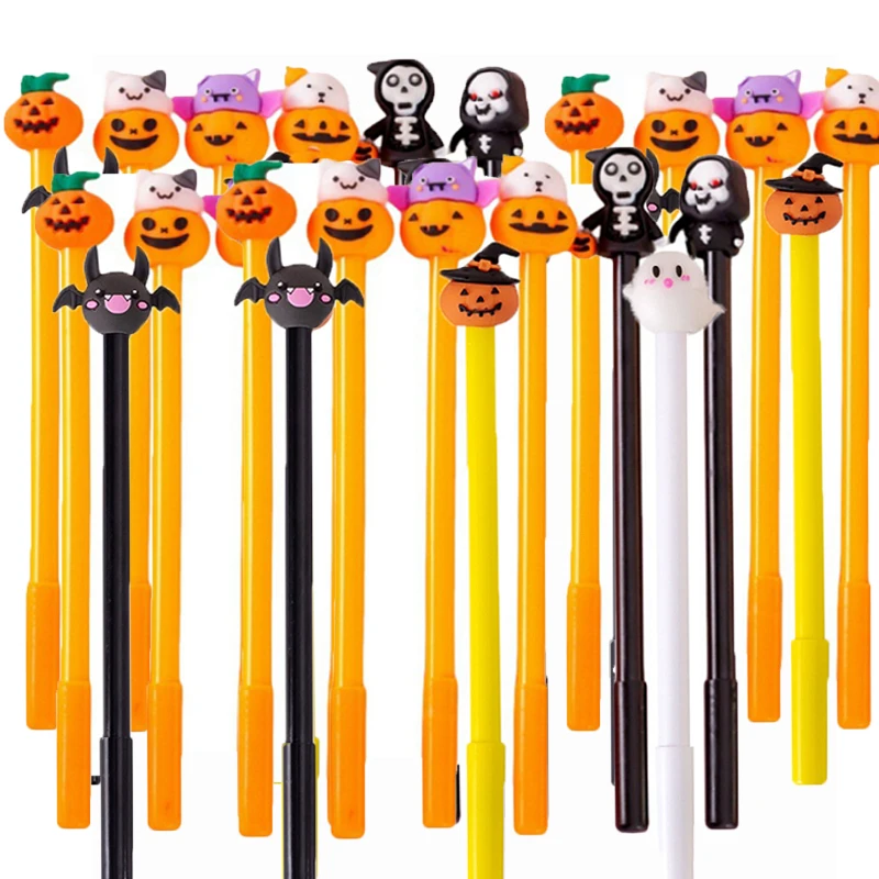 6/12 stücke Gel Tinte Stifte Student Halloween Kürbis Schädel Geist Halloween Geschenk Kinder Kinder Halloween Party begünstigt Geschenk Tasche Füllstoffe
