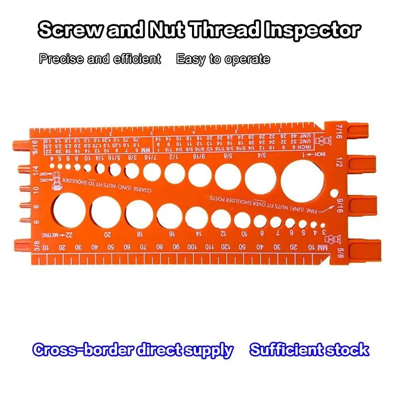 1Pcs Protable Thread Measuring Tool Nut Bolt Screw Gauge Multi Functional Inch Metric Quick Identification Nut Bolt Thread Check