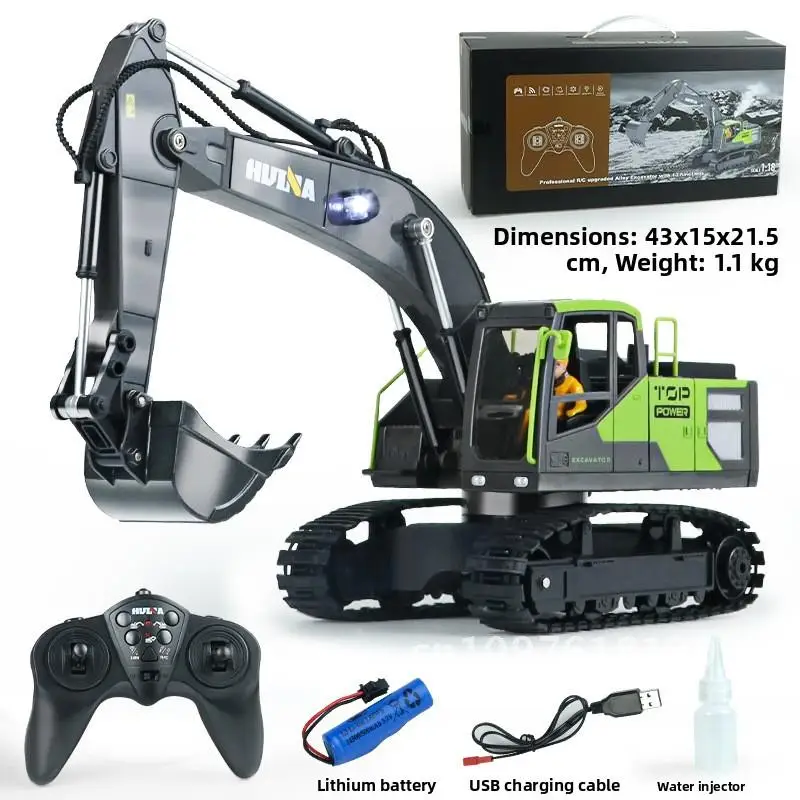 New product 13 channel simulation remote control alloy dai excavator 1:18 with smoking excavator hook machine children's toy