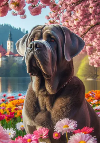 Mastiff Grey Springtime Flag