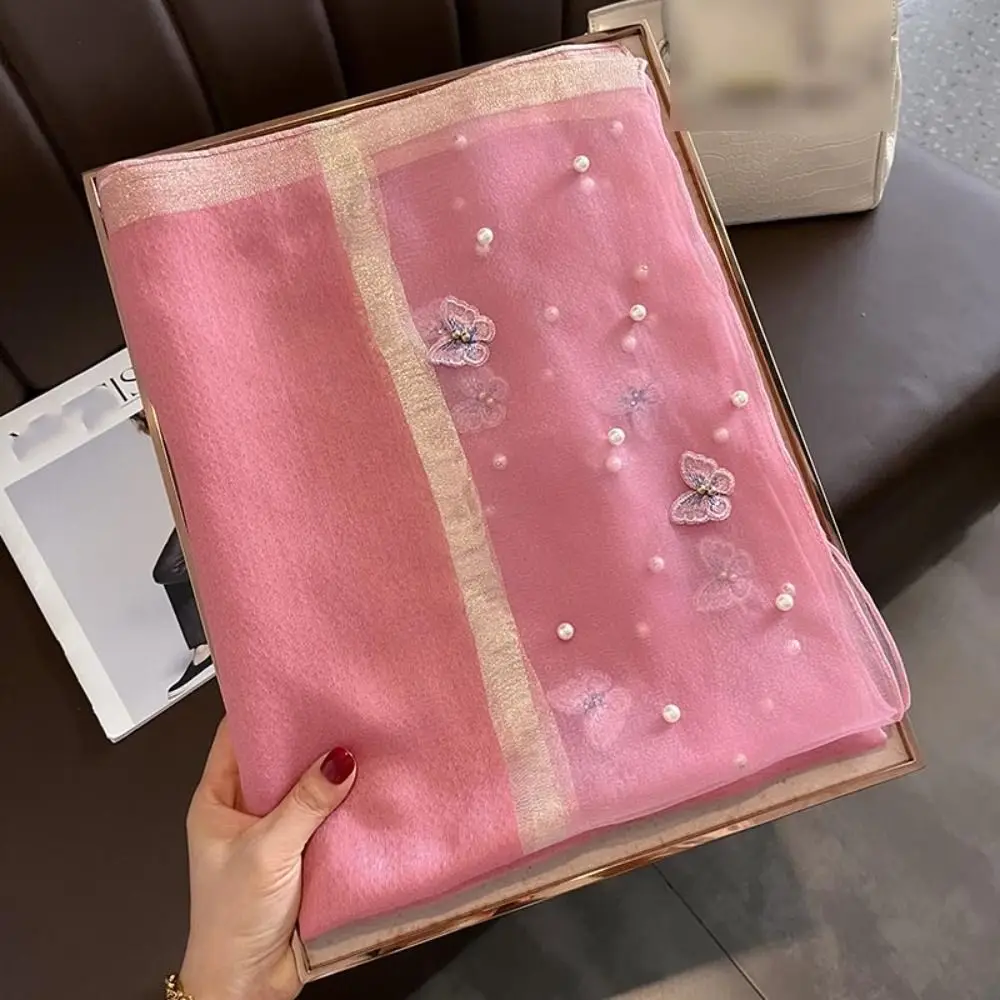 

Роскошный шелковый платок с вышивкой бабочек, дышащий, гладкий, весенний