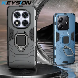 KEYSION Shockproof Armor Case for Redmi Note 14 Pro 5G 14 Pro+ Plus 4G Ring Stand Phone Back Cover for Xiaomi POCO X7