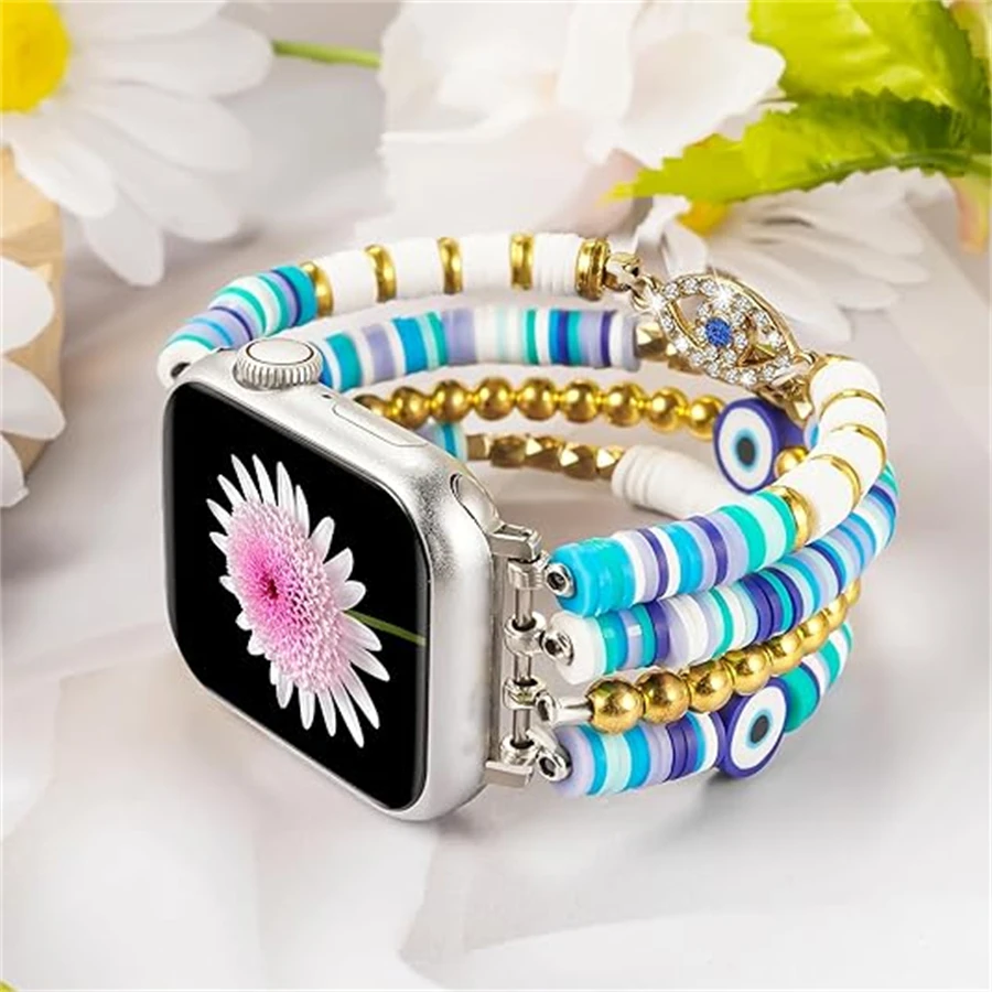 

Bohemian Summer New Product Creative Devil's Eye Silicone Soft Clay Compatible with iWatch Strap 38mm 40mm 41mm 42mm 44mm 45mm 4