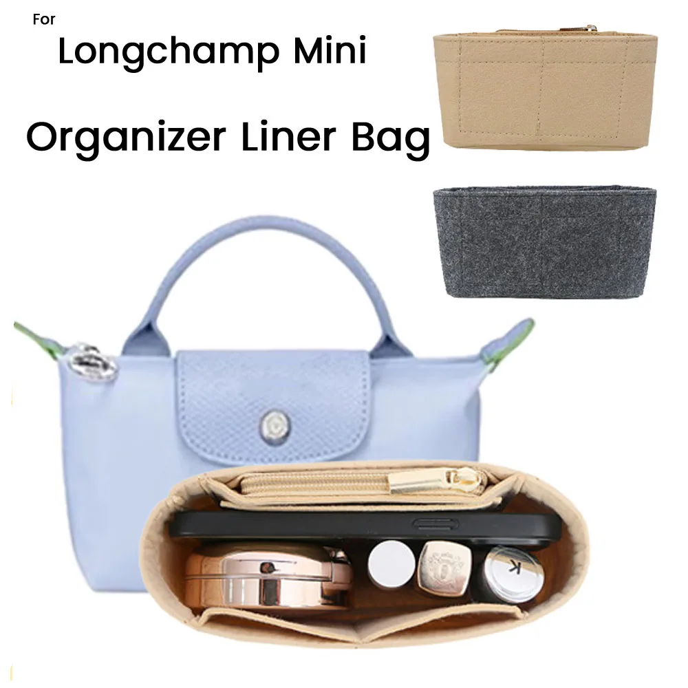 Inner Bag Organizador para Longchamp Mini Tempo, Inner Bag Liner, Bolsas Inserir, Armazenamento e Acabamento