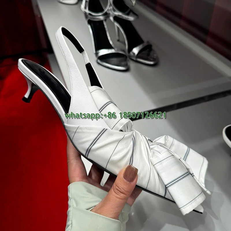 2024 New Style Pointed Stiletto Pointed Slingback Pumps Shirt Kitten Heel High Heels For Women