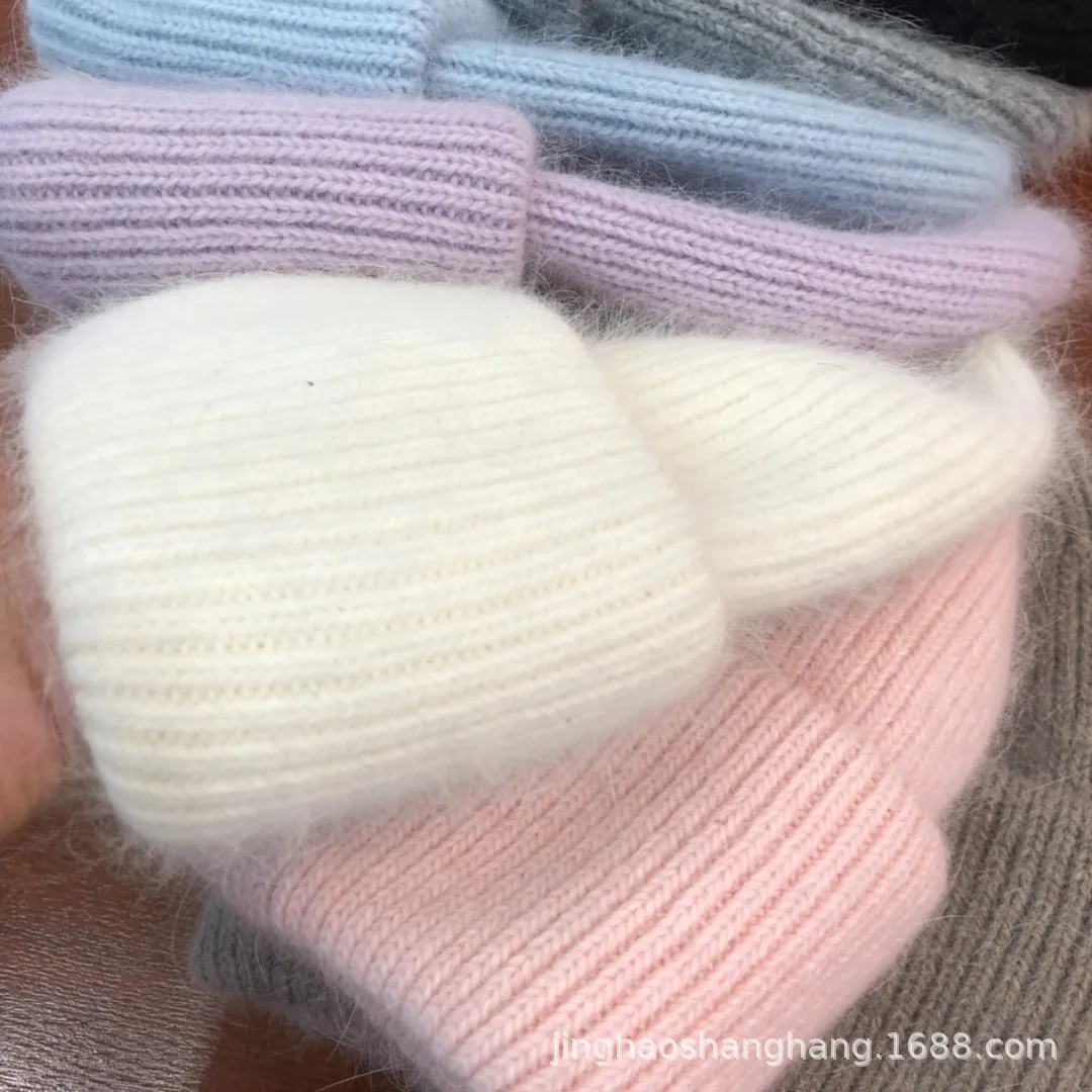 

Beanie Rabbit Hair Knitted Hat Brimless Hat women's Angora Cold Hats Versatile Warm Woolen Hat Soft Knitted Cap 4m626