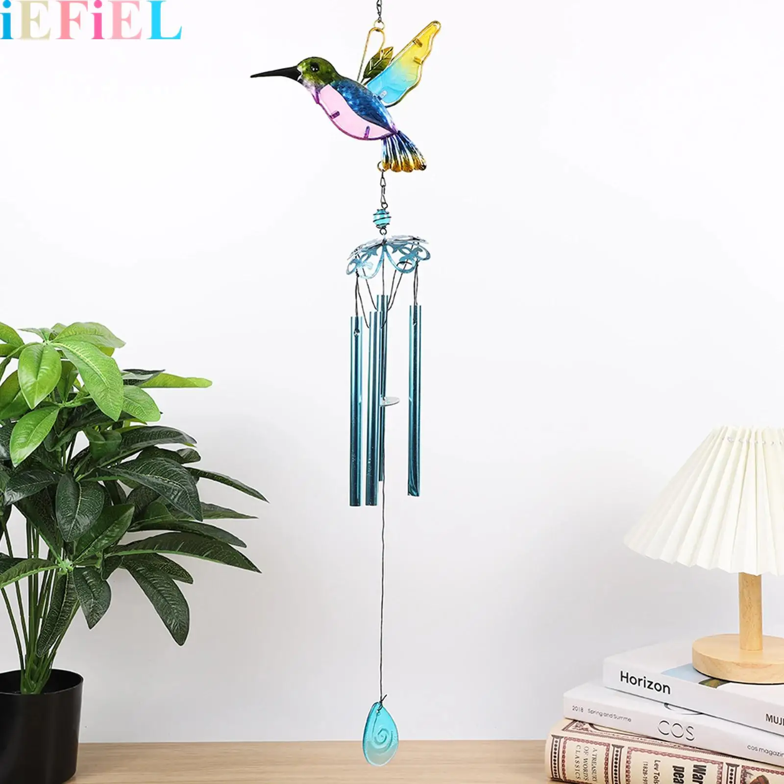

Hummingbird Metal Glass-painted Tube Wind Chimes Bells Memorial Wind Chimes for Patio Garden Decor