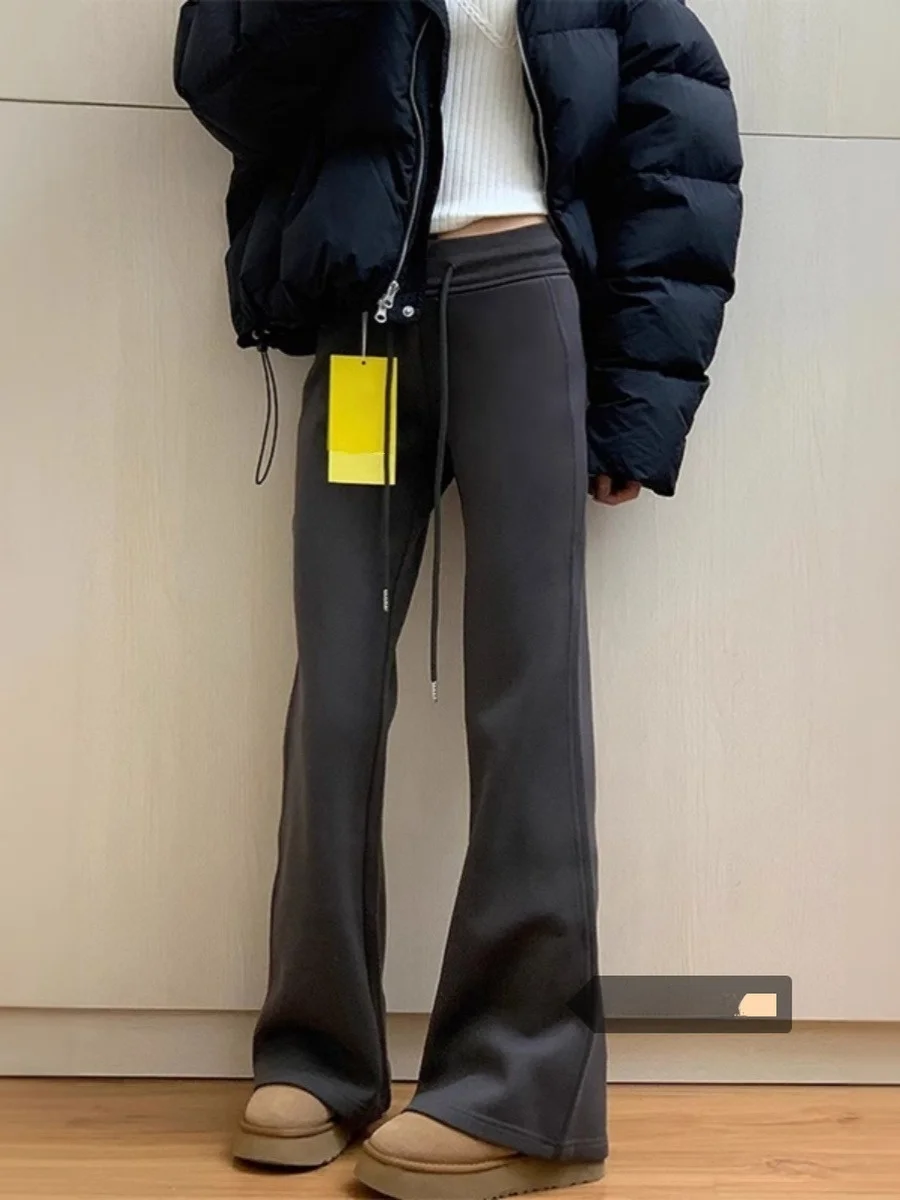 

Женские повседневные брюки с высокой талией и широкими штанинами Deep Ey, новинка зимы 2025, маленький размер, повседневные спортивные штаны-джоггеры