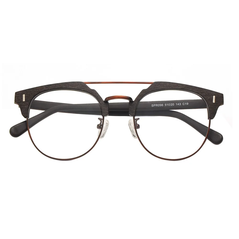 

New Japan Style Retro Double Beam Eyewear Wood Texture Acetate Unique Prescription Glasses For Men Reading Eyeglass Frames