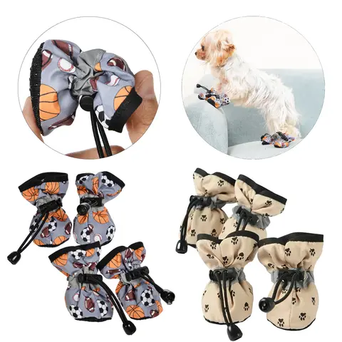 4 Uds. Zapatos impermeables para perros, calcetines para cachorros, perros pequeños y medianos, botas antideslizantes de nieve cálidas, zapatos de lluvia para mascotas, zapatillas de deporte Yorkie