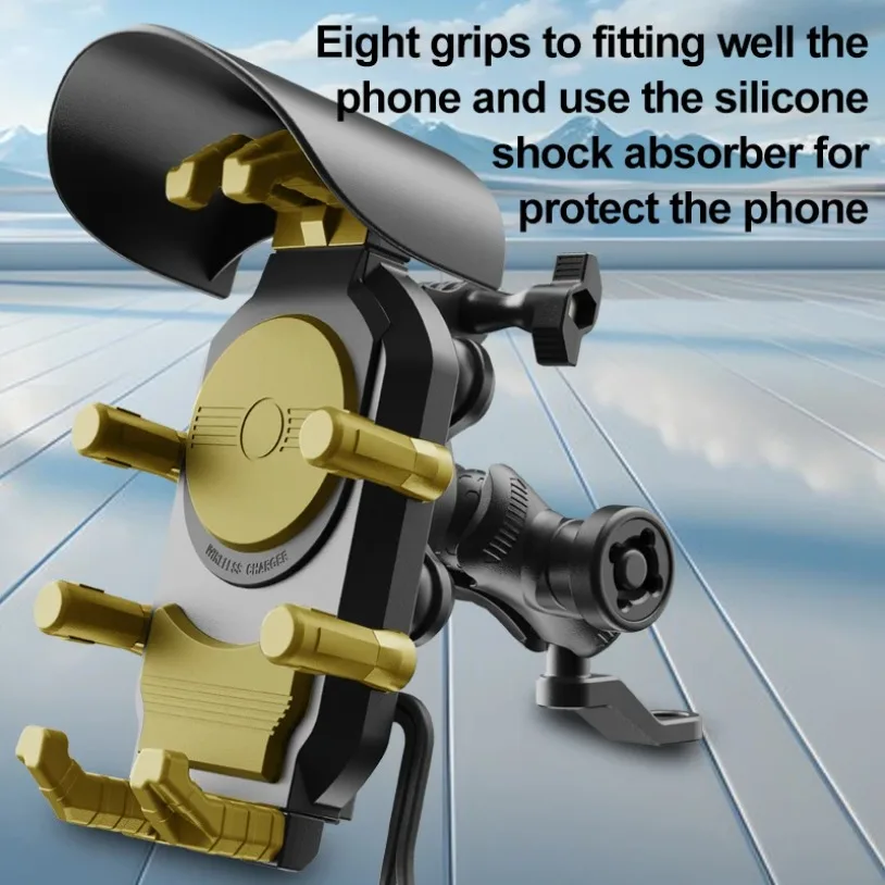 حامل هاتف دراجة نارية سريع الشحن مقاوم للصدمات 15 وات شاحن لاسلكي و18 وات USB 30 وات من النوع C حامل دراجة نارية