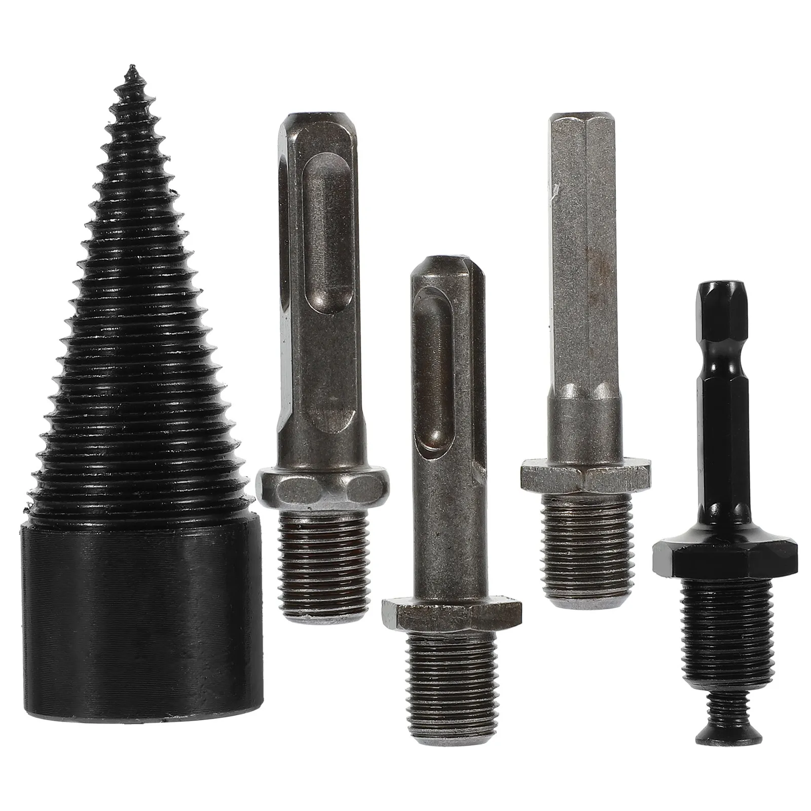 5pcs Wood Splitter Drill Bit Firewood Splitting Tool Metal Cone Drill For Woodworking Durable Steel Material Professional