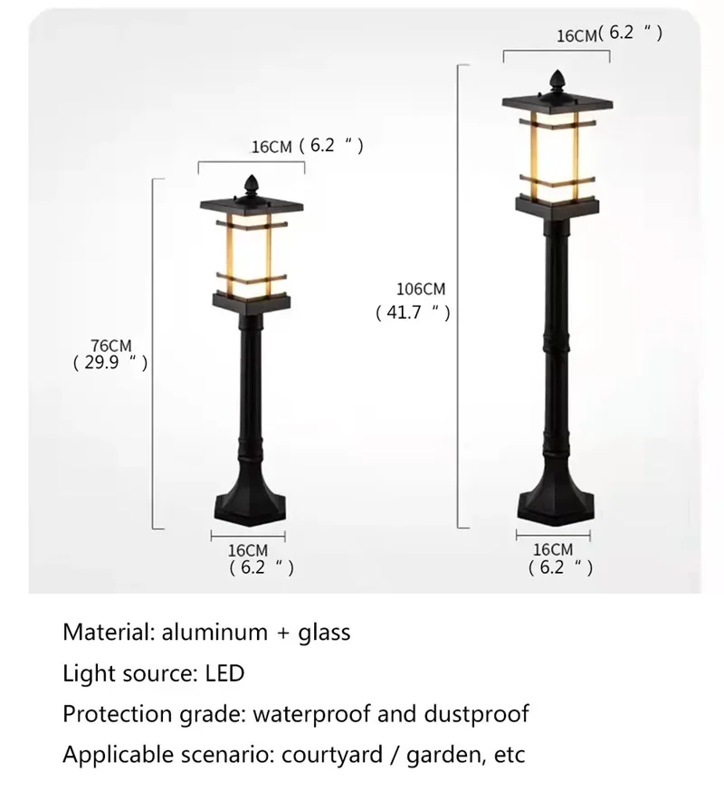 ELARA Klassieke buitengazonlamp Licht LED Waterdicht elektrisch huis voor Villa Path Garden