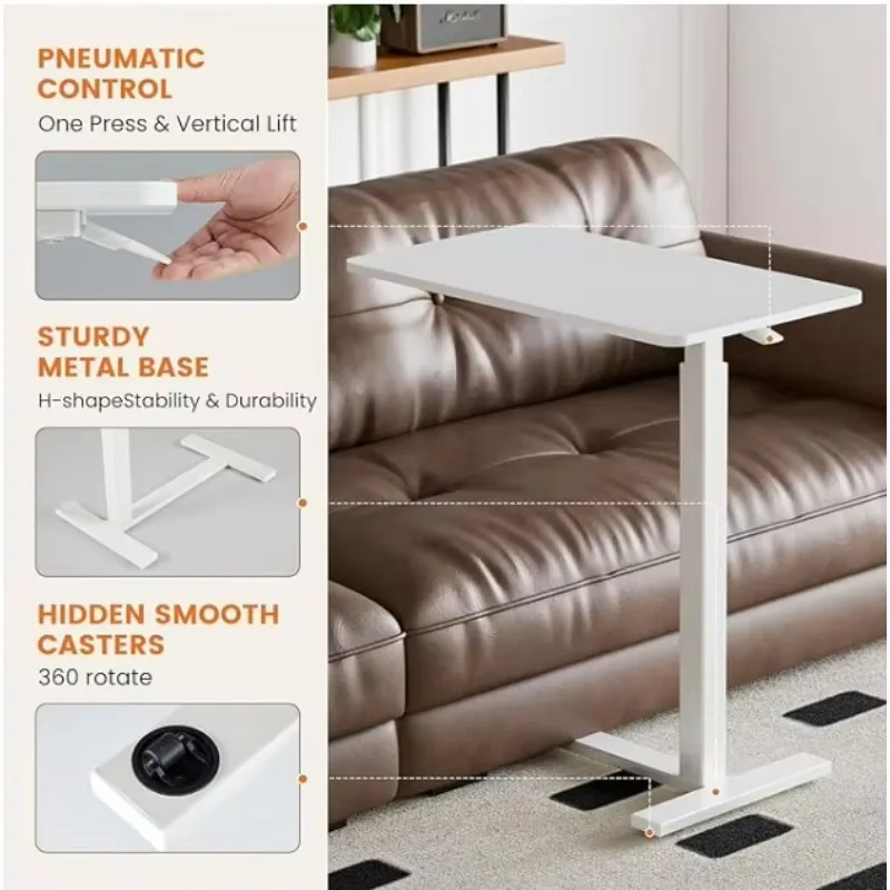 طاولة بجانب السرير معدنية قابلة للتعديل مع عجلات، طاولة سرير للاستخدام المنزلي في المستشفى الحديثة لورشة عمل غرفة النوم وتناول الطعام #4