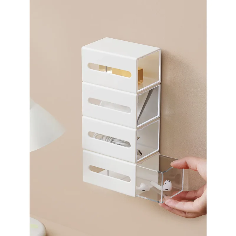 1pc Punch Free Bidirectional Storage Box For Makeup Removal, Cotton Hair Clips, And Debris Extraction