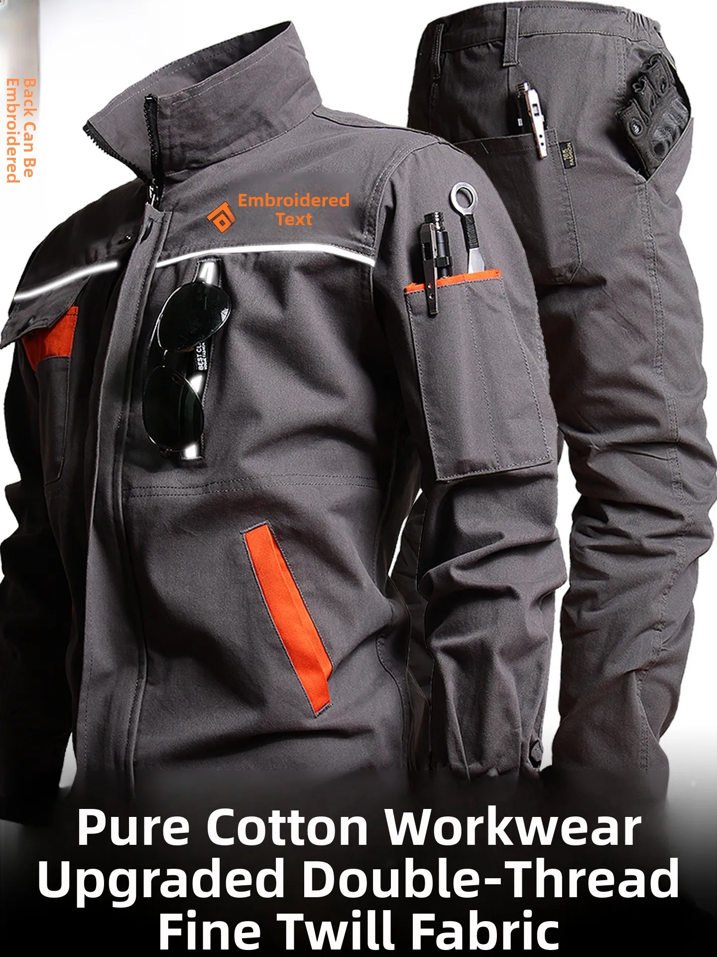 

Thiened Pure Cotton Work orm Set for Men Spring Autumn Welding Site Wear Resistant Anti-Heat W Workwear