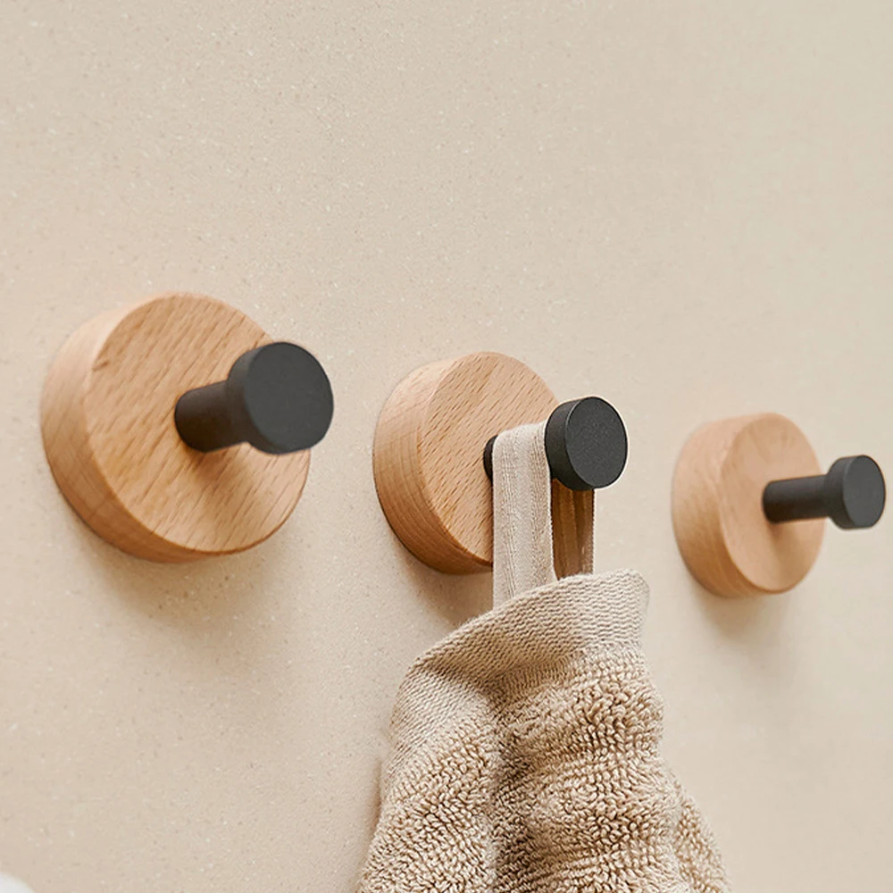 Natural Walnut Wood Hooks Key Decorative Holder Hooks Door Clothes Coat Hanger Hook Bathroom Kitchen Decor Organizer Holder Hook