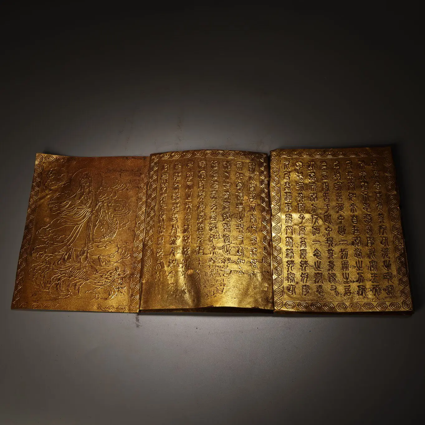 Antique Copper Tibetan Buddhism Scripture Box Buddhist Texts Prayer Feng Shui Ornament Statues Buddhist Supplies