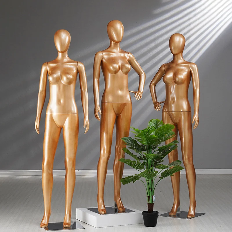

Gold Adult Female Full Body Mannequin women's shop clotheing display plastic dummy whole body stand fashion modern