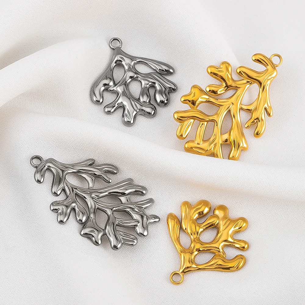 

1PC Fashionable And Unique Hollow Out Coral Shaped Stainless Steel Pendant For DIY Bracelet Necklace Earring Making Accessories