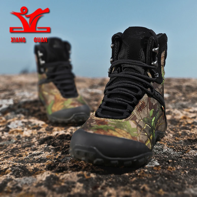 XIANGGUAN Men Hiking Shoes Camping Tactical Boots Men Snow Boots Women Camouflage Climbing Waterproof Boots Motorcycle Boots Men