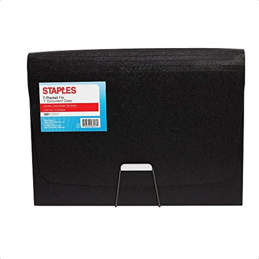 

2756999 Plastic 7Pocket Folder with 1Inch Document Case Letter Black 51809