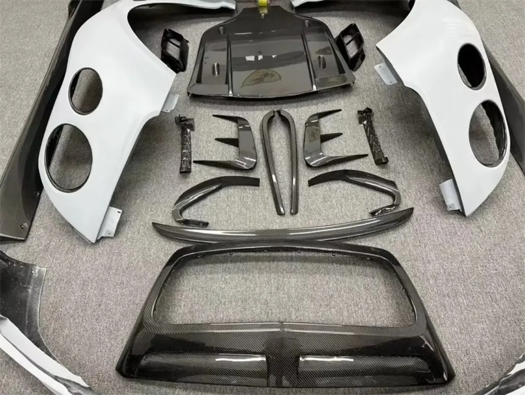 for  MSY Style Front Rear Bumper Grill Frame Fenders Side Skirts Engine Hood Cover Body Kit for  car parts