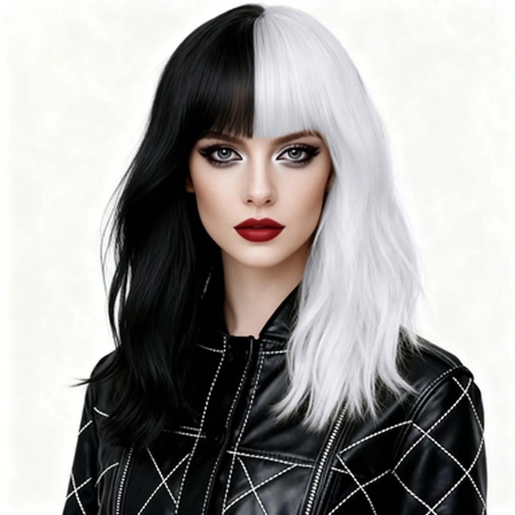 

Длинные вьющиеся парики из синтетических волос для женщин 17-дюймовый волнистый парик с челкой Drag Queen Белые смешанные черные парики Естественный вид