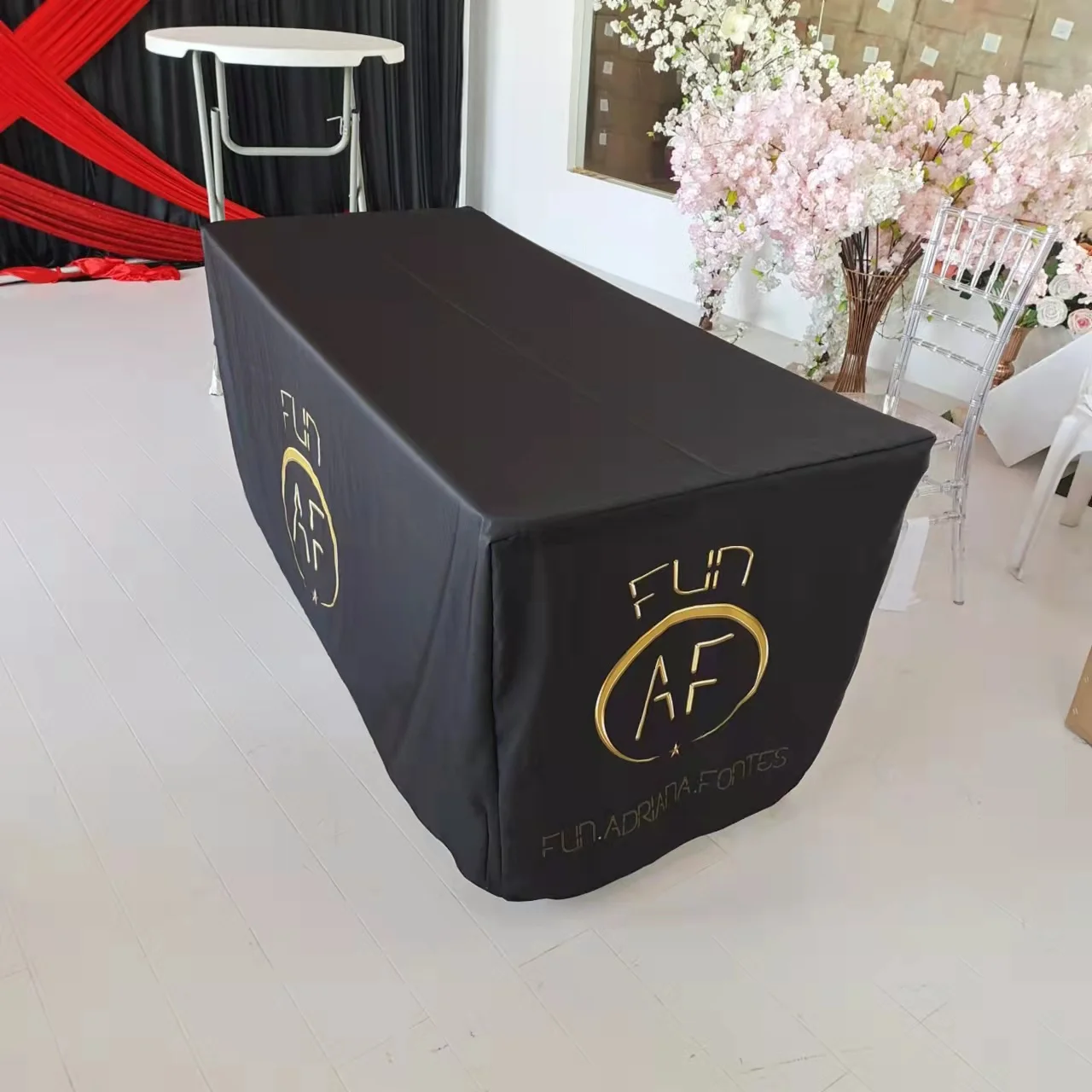 6ft Custom Printing Personalize Logo Open Back Fitted Table Cloth