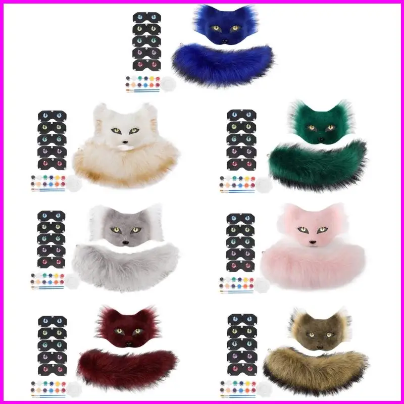 

Flexible Mask With Plush Tail DIY Crafting Supply Costume Accessory For Costume And Creative Dressing Up Event