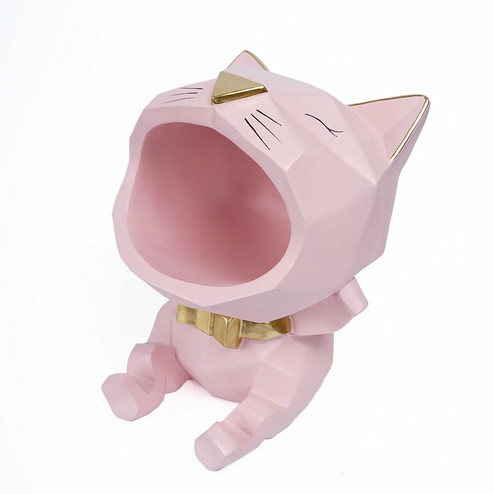 "تمثال Maneki-neko الهندسي - حامل مفاتيح وحامل هاتف - ديكور قطة حديث لخزانة التلفزيون